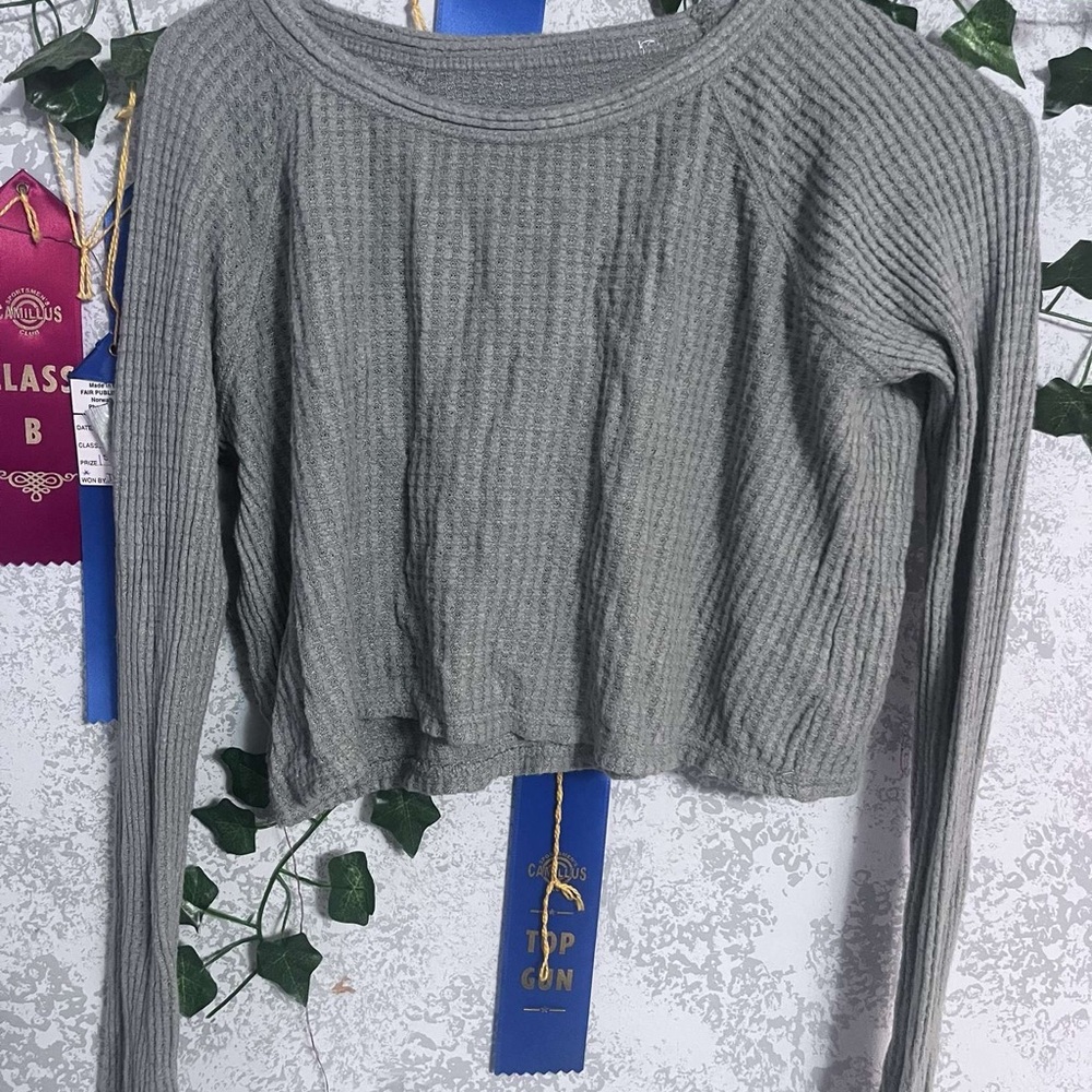 Gray Ribbed Women's Top